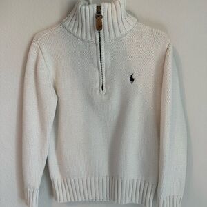 Ralph Lauren Kids Cream Half-Zip Sweater